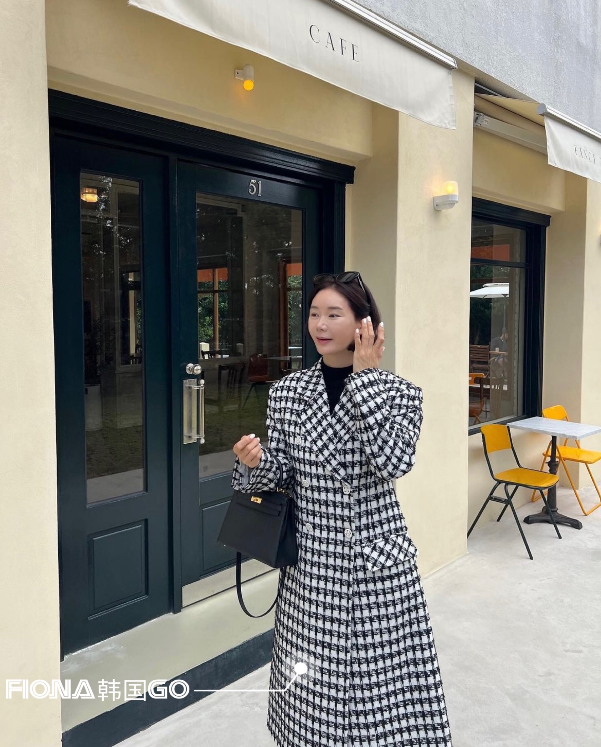 Fold-in-fold Temperament Plaid Turnstile With Double Platoon Button Dresses Jsnewyork Korea 2023 Autumn Winter Women C14-Taobao