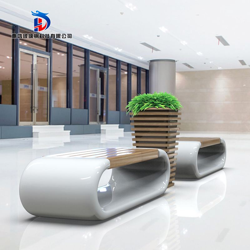 Meichen fiberglass leisure ring pin seat flower pot decoration combination Mall hotel rest stool waiting chair