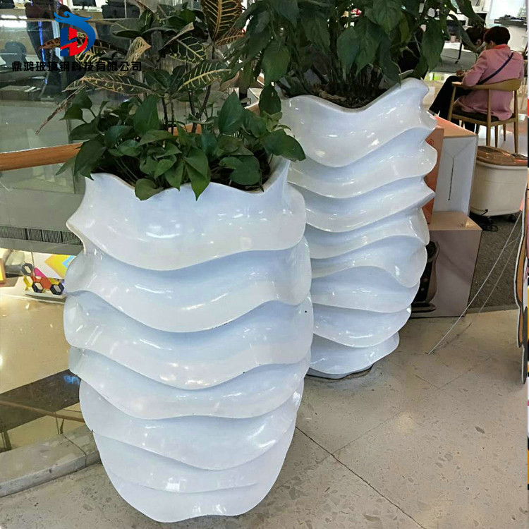 Beauty Chen Glass Fiber Wave Thread Creative Flower Pot Profiled Floral Mall Hotel Decoration Pendulum to Floor Large Vase