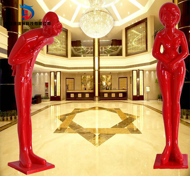 Glass Fiber Strokes bow and greet Penn resin People's creative characters Sculpture Hotel Ktv Dining Room Opening Swing pieces