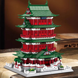 Chinese Ancient Style large difficult building series four building blocks Tengwang Pavilion Assemble educational toys birthday gift
