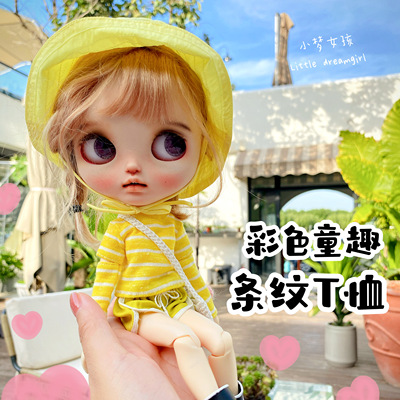 taobao agent [Long -sleeved T -shirt · Classic stripes] Add OB11BLYTHE BJD6 points OB24 big fish and small fish baby clothes