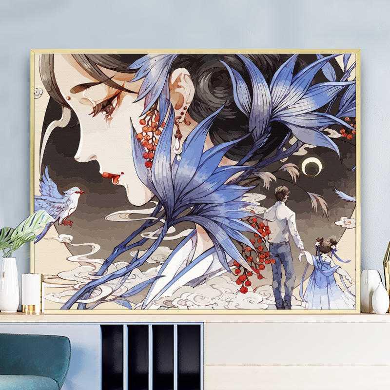 Self-Oil Self-painting Fresh Fill Color Diy Digital Oil Color Painting Large Size Digital Oil Painting Art Decompression Painting