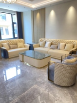 Light luxury high-back sofa Italian-style solid wood leather villa size apartment high-end designer customized imported cowhide
