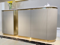 Italian light luxury sideboard natural marble entrance cabinet restaurant storage cabinet solid wood villa high-end Hong Kong style simple