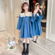 Girls Spring and Autumn Dress 2022 New Big Boy Korean Doll Collar Cotton Dress Little Girl Western Style Princess Dress