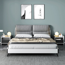 Modern minimalist pneumatic high box chu wu chuang 1 8 meters double Nordic master bed 1 5 meters plate storage ruan bao chuang