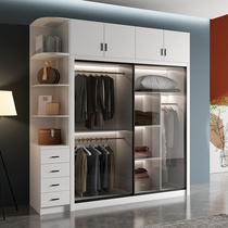 Wardrobe sliding door modern simple home bedroom cabinet economy rental room sliding door solid wood quality wardrobe