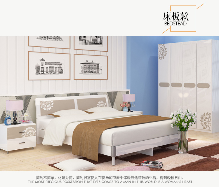 Tủ quần áo kết hợp phòng ngủ đơn giản hiện đại toàn bộ nội thất nhà đặt kết hợp phòng ngủ chính phòng cưới sáu bộ - Bộ đồ nội thất giường ngủ gỗ