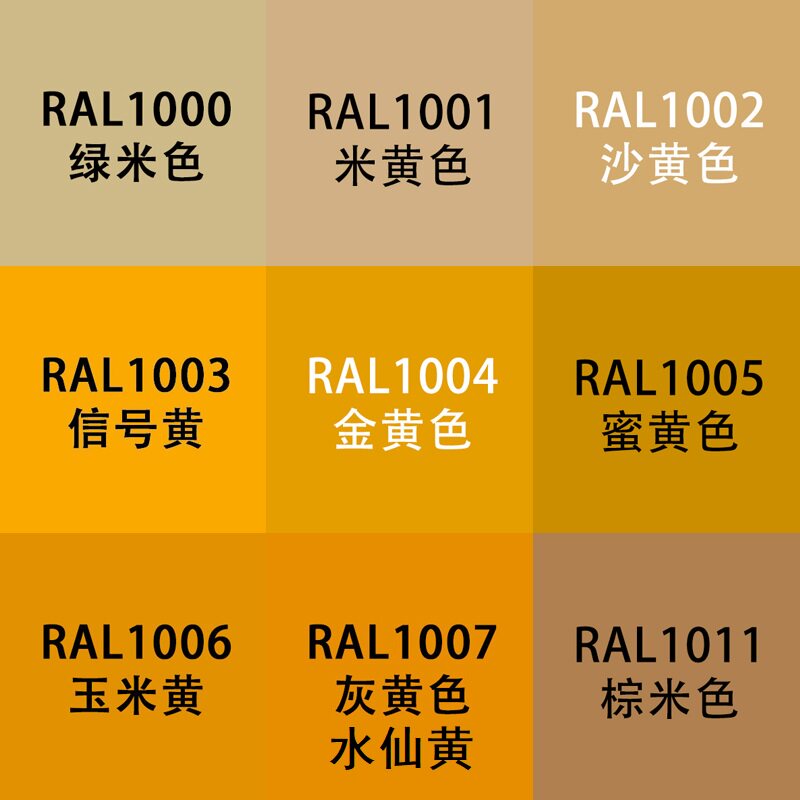 Ral1003自动喷漆信号黄1004金黄色1005蜜黄色手摇劳尔油漆卡瑞迪