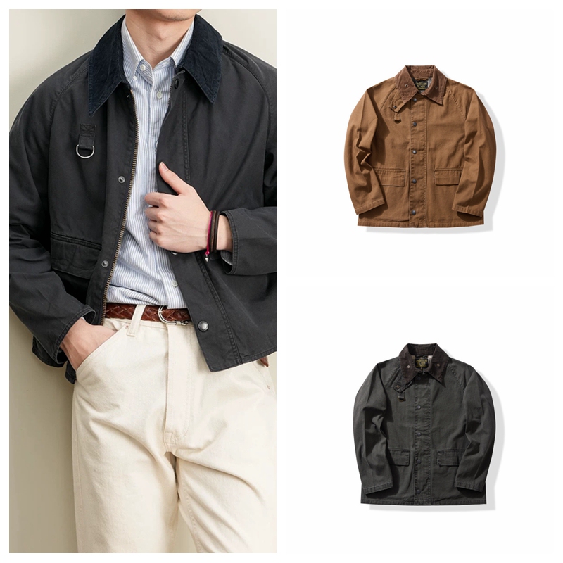 American Vintage High-End Wear-Resistant Canvas Hunting Windbreaker Work Jacket Men's Retro Mid-Length Fishing Jacket