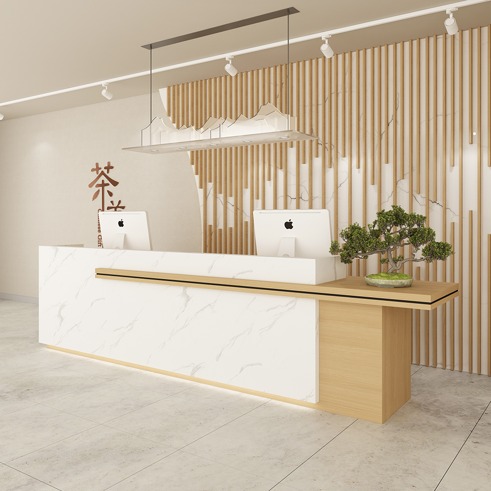Brief Modern Marble Bar Table Cashier Desk Cashier Counter Hotel Company Office Front Desk Reception Desk Shop Commercial Counter