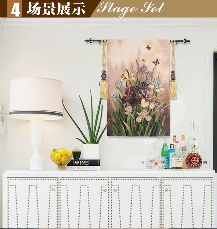 Tấm thảm trang trí treo tường trang trí bức tranh lưới phòng ngủ màu đỏ vải nền in treo tên phòng khách vải tường hoa nhỏ thảm trang trí phòng khách