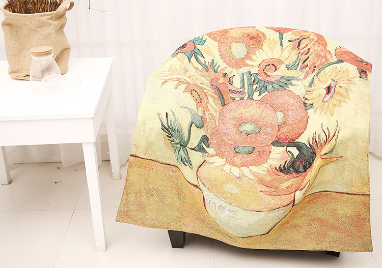 Tấm thảm trang trí treo tường trang trí sơn lưới phòng đỏ vải nền in treo tên phòng khách vải tường hoa hướng dương thảm treo tường hình cô gái	