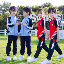 First grade Primary school school uniforms Games Red Three sets of spring and autumn clothes Childrens class uniforms Summer kindergarten Garden clothes