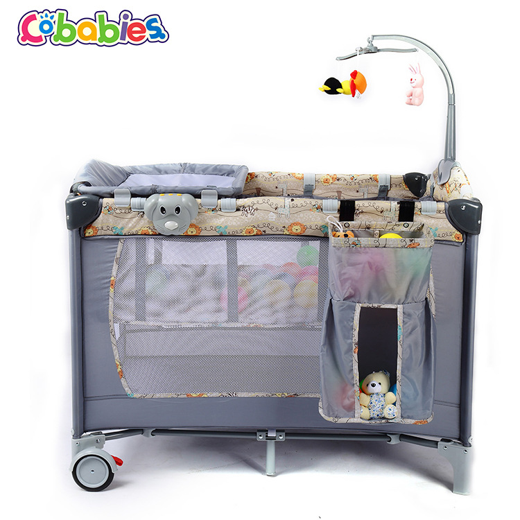 Multifunctional crib folding portable double-layer children's bed cartoon game bed