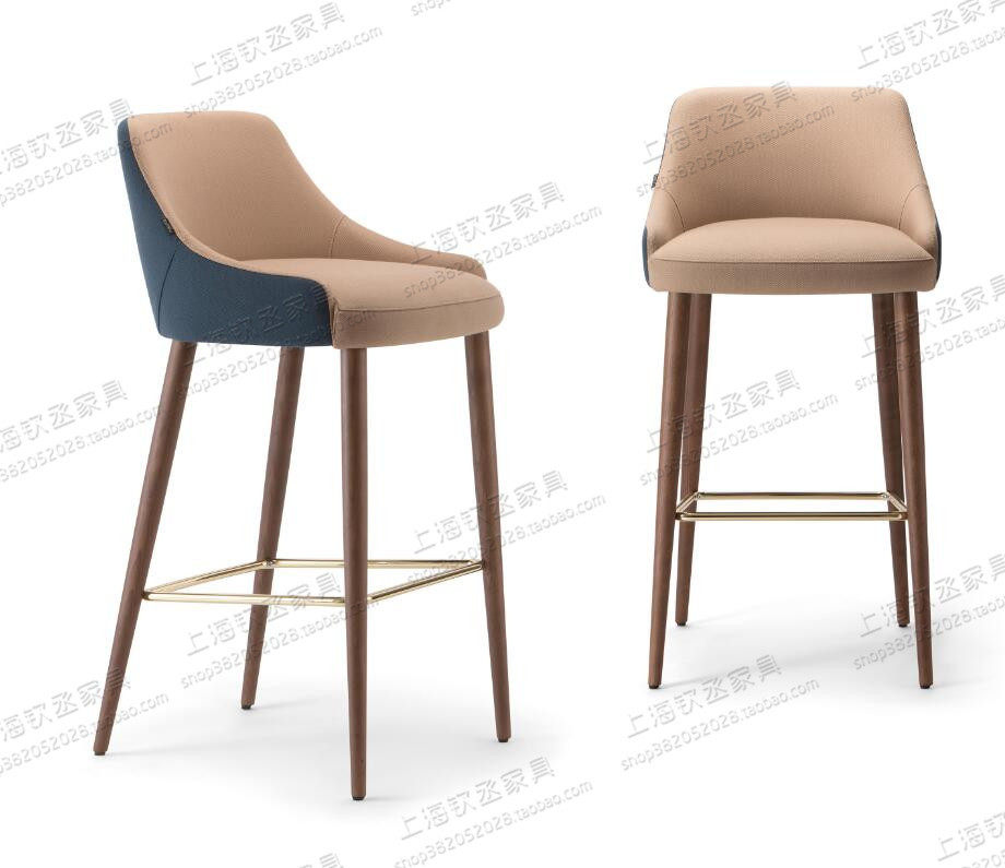 Solid wood bar chair American retro bar chair modern minimalist fabric high stool bar chair bar stool high chair wood