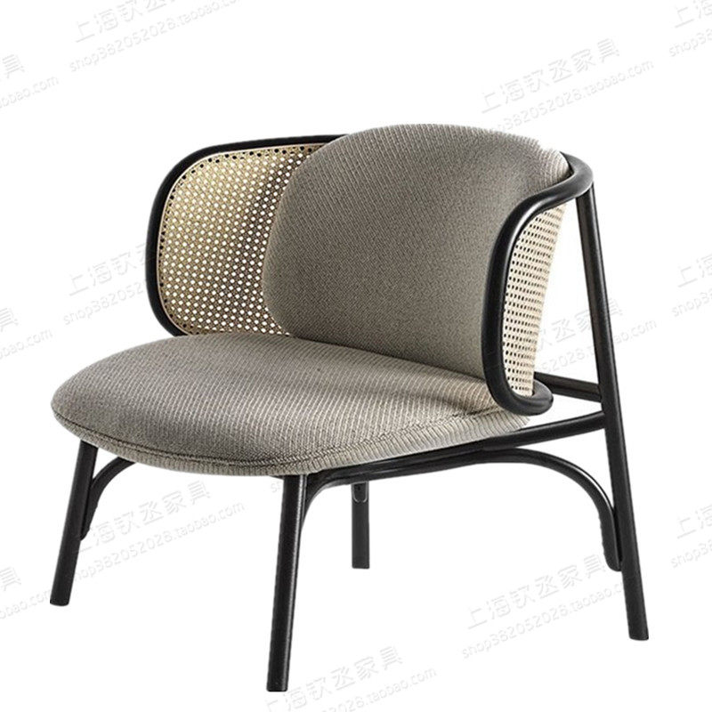 New Chinese rattan solid wood sofa chair Nordic designer sample house exhibition center negotiation chair modern living room leisure single chair