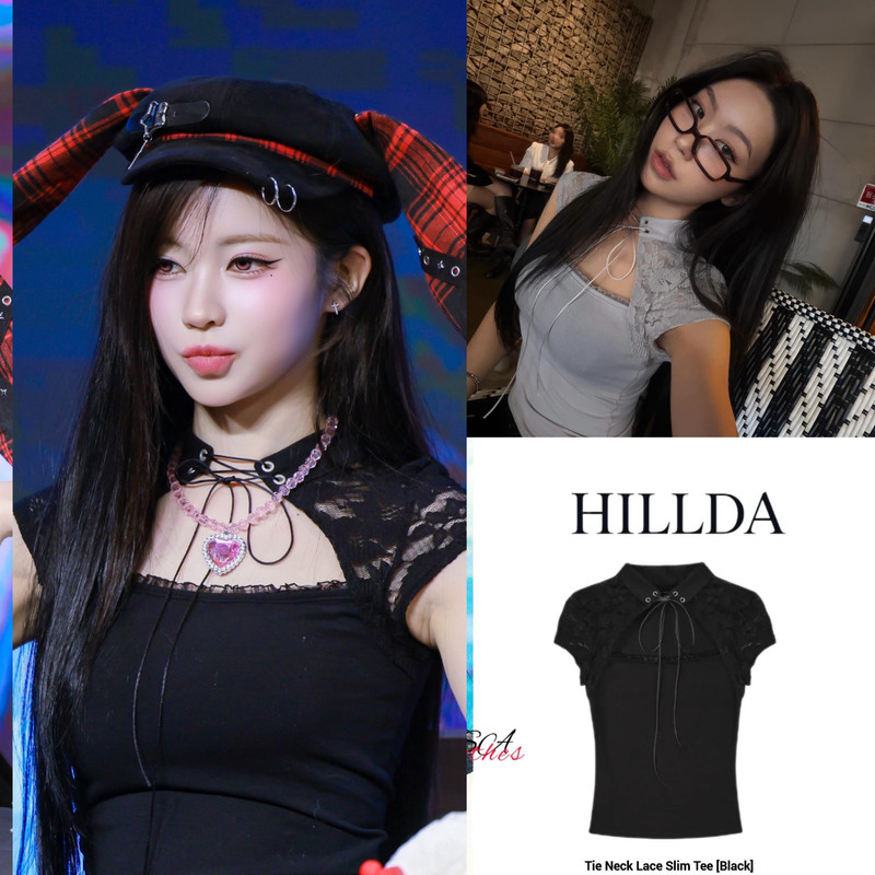 Asa Blogger's Same Style 26 Summer Korean Hillda Pure Desire Style Lace-Up Fake Two-Piece Short-Sleeved Top