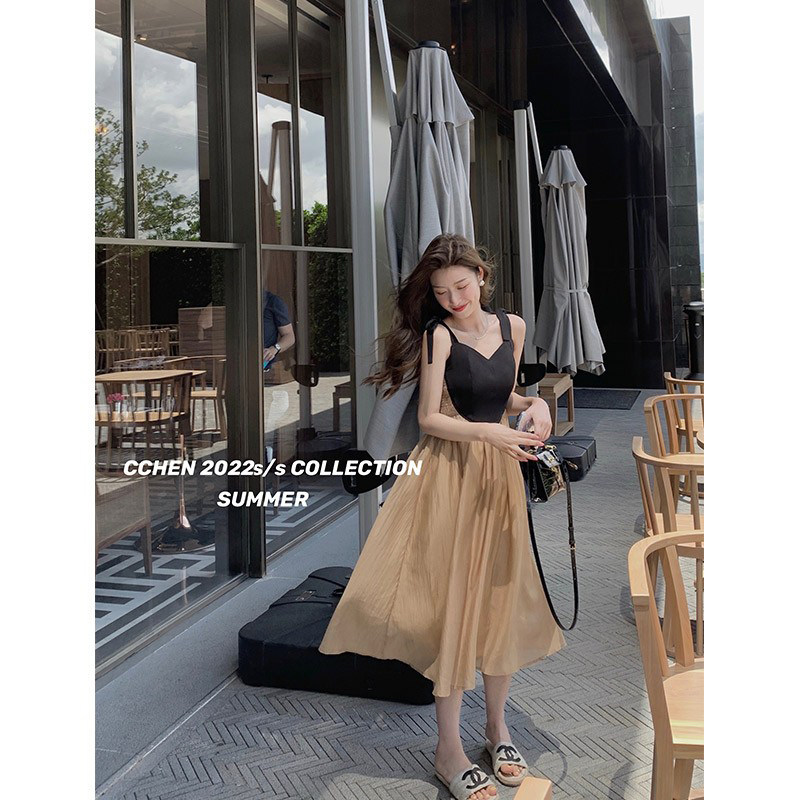 cchen chen chen _ little crowdharness foreign dress lady 2022 spring and summer new design sense advanced French first love long dress