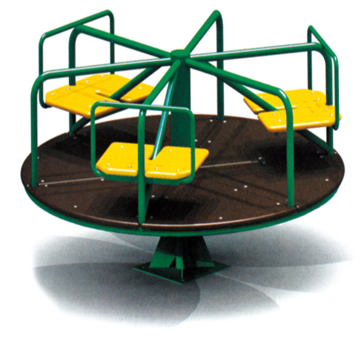 Outdoor Children Entertainment Large Facilities Rotary Carousel Nursery School Children Plastic Swivel Chair Turntable Springs Rocking Latte