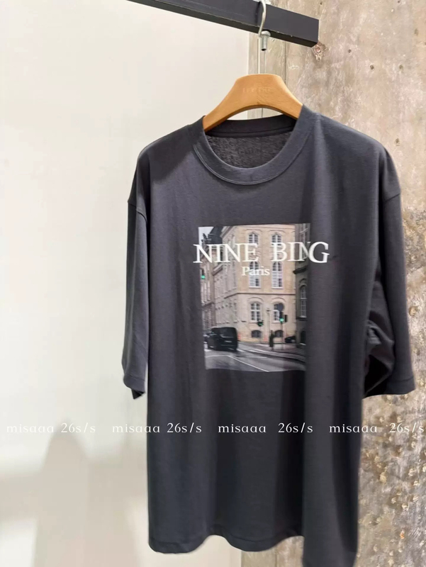 Misaaa Nordic Niche Washed Black and Gray Parisian Movie Heroine Heavy-Duty Lazy and Relaxed Short-Sleeve Tee Misaaa Nordic Niche Washed Black and Gray Parisian Movie Heroine Heavy-Duty Lazy and Relaxed Short-Sleeve Tee