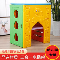 Kindergarten Insulation Bucket Rack Cabinet Children Special belt door solid wood tea cup rack water glass integrated shelf wow towel rack