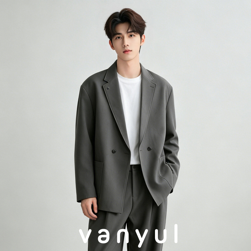 Vanyul Versatile Casual Suit Set for Men, Loose-Fitting Commuter Suit, Four-Season High-End Business Professional Suit for Men
