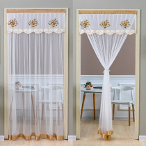 Lace curtain partition curtain household fabric yarn curtain non-perforated European curtain Four Seasons anti-mosquito curtain Velcro