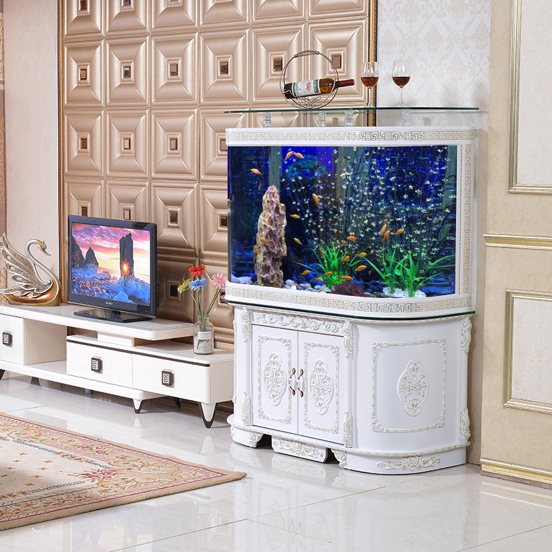 European circular ecological household exchangeable aquarium box 1 2 ultra - white glass living room gold dragon fish tank