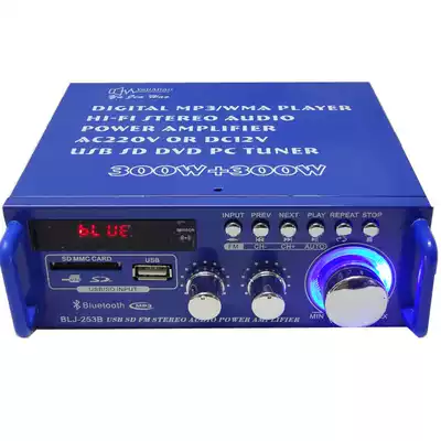 12V Bluetooth usb remote control car desktop small mini power amplifier with radio 220V player