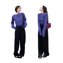 Xiaoxiangfeng purple soft and waxy knitted sweater for women in autumn and winter new style lazy style chic casual outer thin top trend