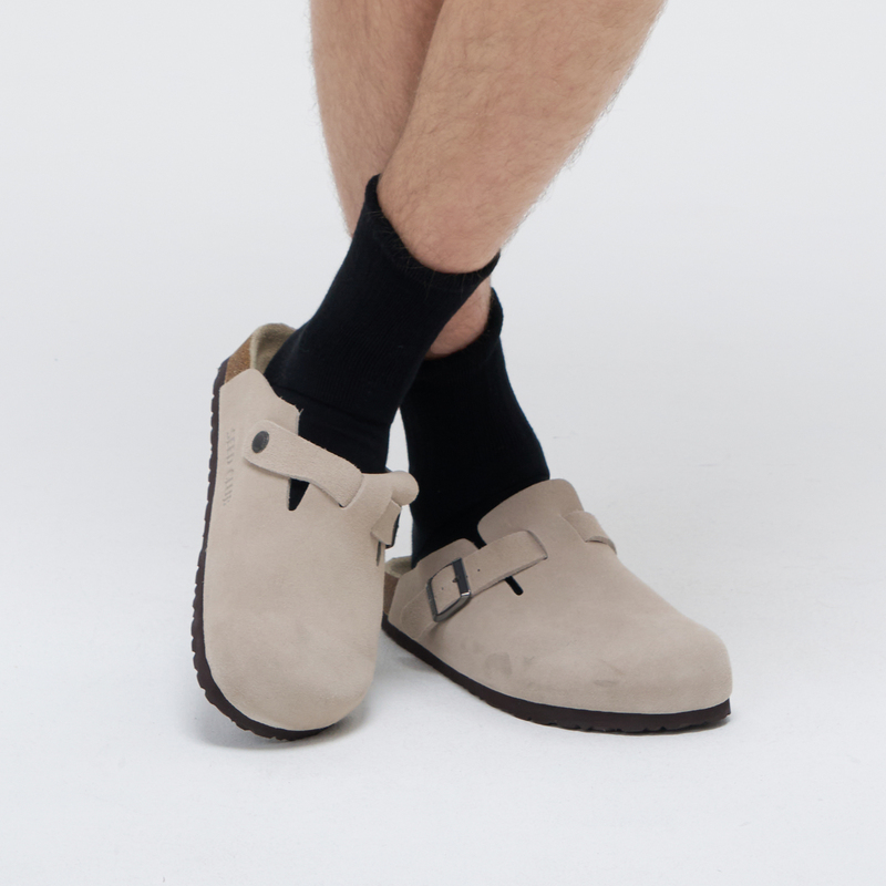 Seedclub White Label (Birkenstock-Style Slippers) Suede Casual Birkenstock Shoes Fashionable Closed-Toe Cork Thick-Soled Slippers