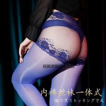 Mesh panties one-piece stockings sexy transparent womens clothing shiny and silky large size open crotch transvestite pantyhose