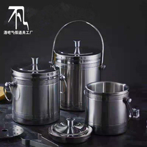 Stainless Steel Ice Bucket Ice Clip Bar KTV Entertainment Place Thicken Hand Ice Bucket With Lid Red Wine Beer Barrel Generic