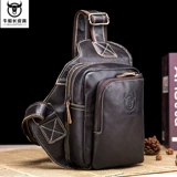 Кожаная универсальная нагрудная сумка, сумка на одно плечо, из натуральной кожи, воловья кожа