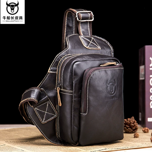 Кожаная универсальная нагрудная сумка, сумка на одно плечо, из натуральной кожи, воловья кожа