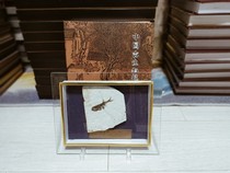 Fish fossil Chaoyang western Liaoning paleontology wolf-finned fish fossil glass frame ornaments gift table raw stone specimens