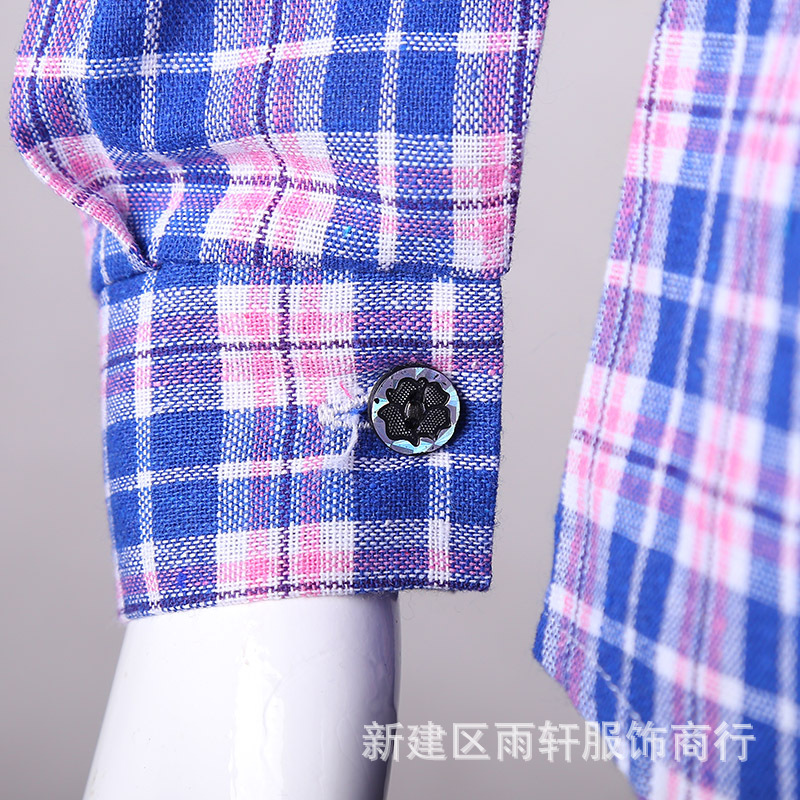 Áo sơ mi nữ trung niên mùa thu dài tay áo sơ mi cotton rộng cổ rộng sơ mi cộc tay