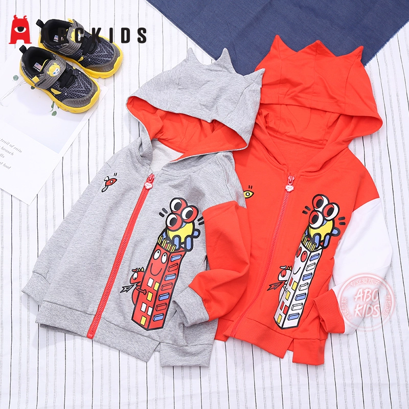 abckids trẻ em bé trai áo khoác cardigan có mũ áo len có mũ mùa xuân 2020 áo len bông trẻ em hoạt hình - Áo khoác