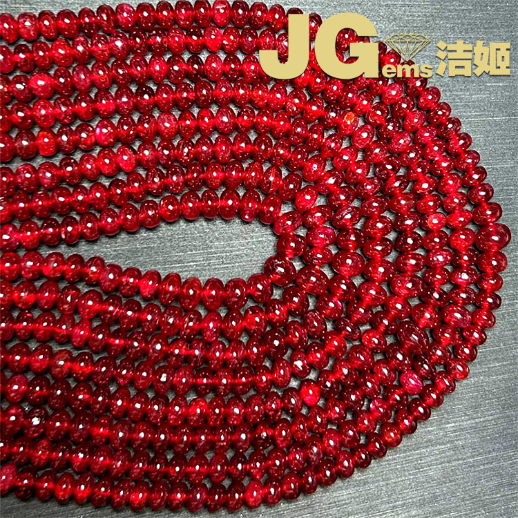 Jieji Unpolished Pigeon Blood Ruby Plain Beads Abacus Beads Wheel Beads Loose Beads Semi-Finished Necklace Bracelet DIY