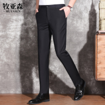 Mens non-iron trousers Korean autumn clothes New slim professional pants straight business dress work trousers solid color