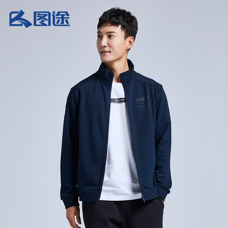 (New Frontier Cotton) Tuco male knit sweatshirt 2021 new upright collar cardiovert jacket casual 100 lap sports blouses