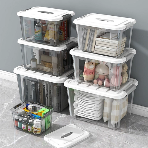 Пластиковый прозрачный большой ящик для хранения, коробка для хранения для школьников, игра с едой, игрушка