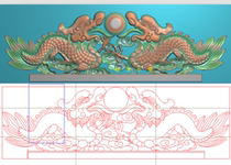 jdp stone carving wood carving tombstone head hat head Double Dragon play beads on Dragon two dragon shrine Buddha niche 521 carving