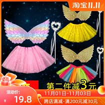 Little angel wings props butterfly back decoration girl toy baby princess dress little fairy magic wand dance performance