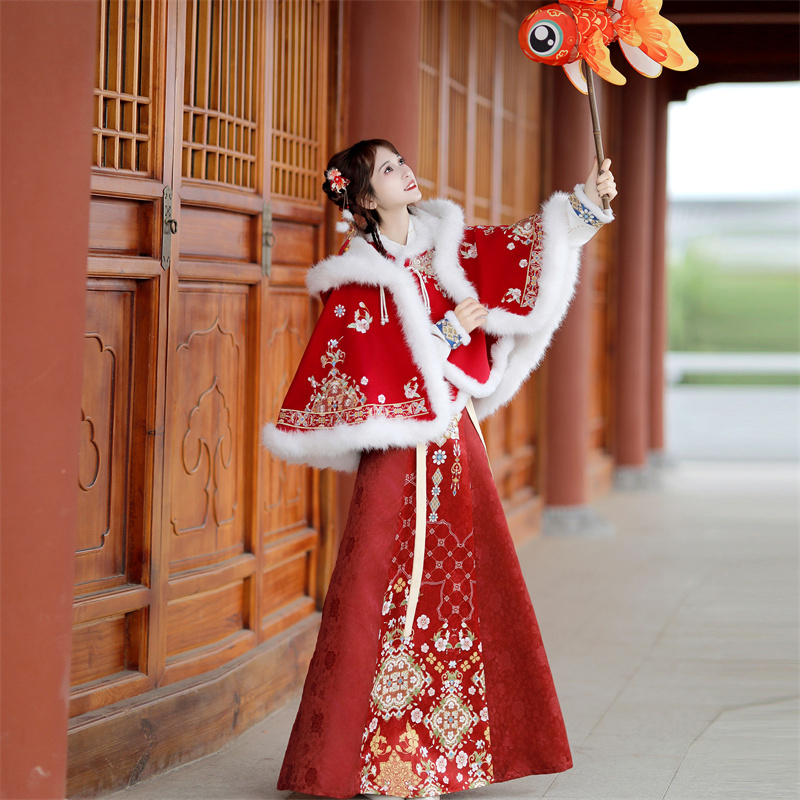 Xiyanchunshao New Chinese Style Han Element Hanfu 2026 New Winter Improved Thickened Cape National Style Set