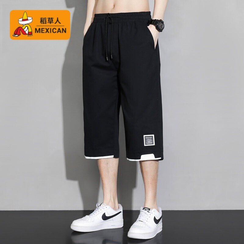 Scarecrow 2026 Summer Ice Silk Thin Seven-Point Pants Loose Quick-Drying Plus Size Casual Sports Pants Men's Work Shorts