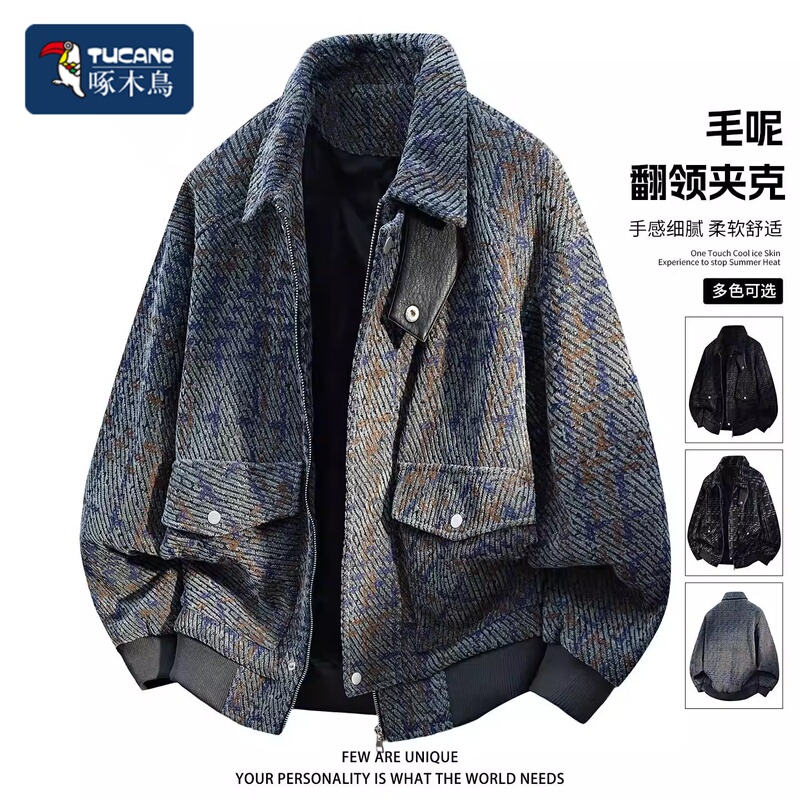 Woodpecker Retro Workwear Style Lapel Jacket Men's 2026 Spring New Loose Versatile Plaid Checkered Coat