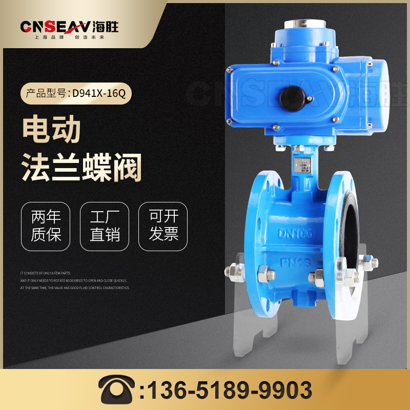 Sea-winning electric flange type ductile iron butterfly valve soft seal intelligent integrated adjustment type valve dn100 50
